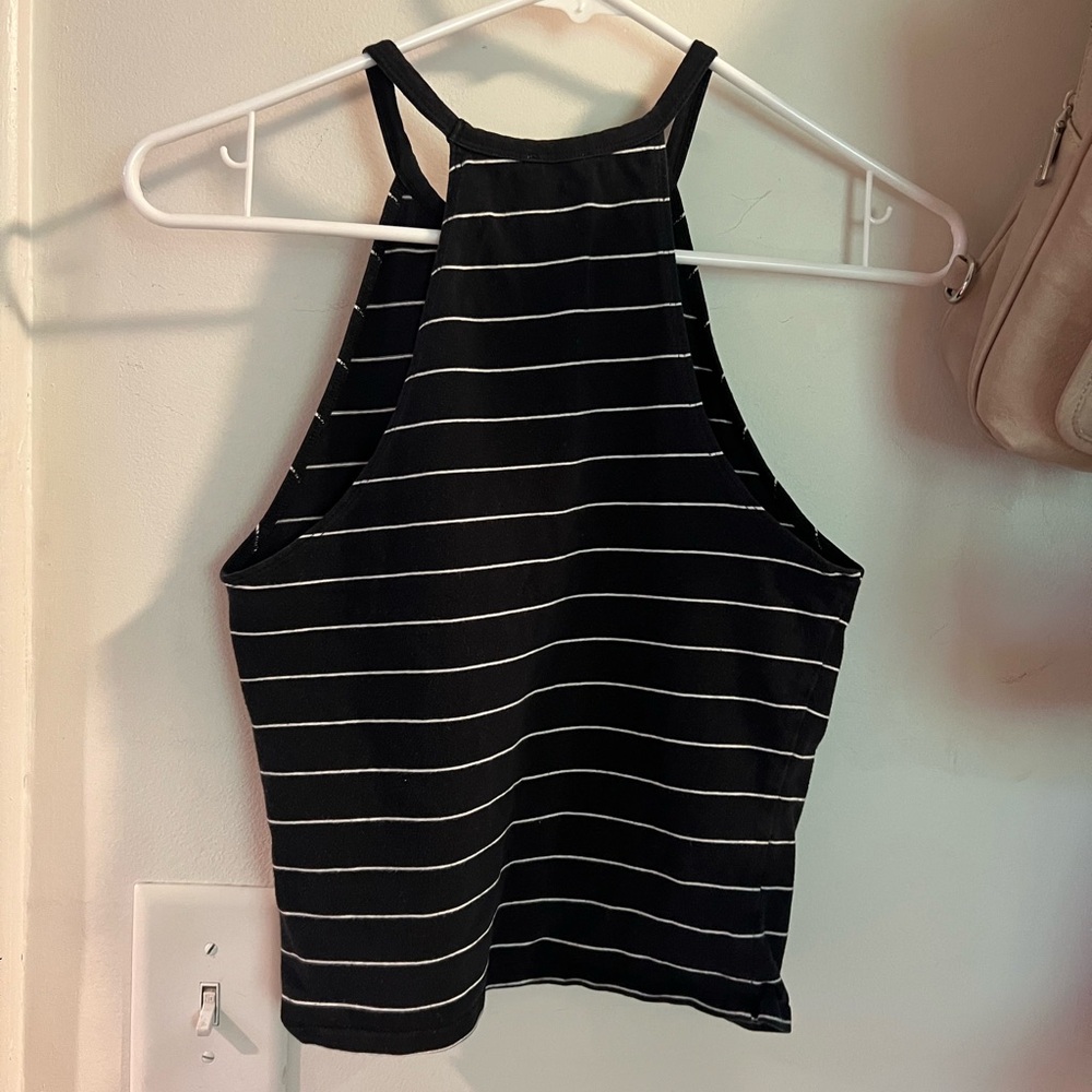 Garage Black and White Striped Tank Top